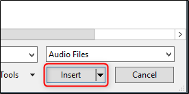 Insert audio from PC