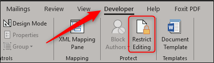 Restrict editing in developer tab