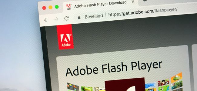 Adobe Flash Player website on a computer
