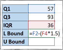 Excel formula for lower bound value