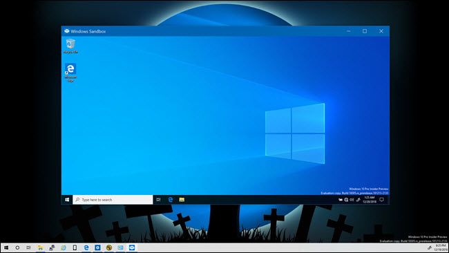 Windows Sandbox on a Windows 10 desktop