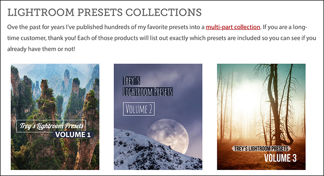 Trey Ratcliff's web page of presets collections