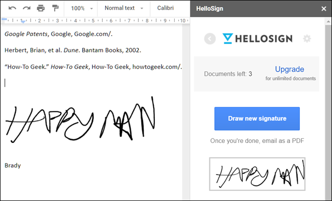 HelloSign add-on