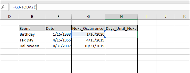 Use Excel to Calculate How Many Days Until an Event