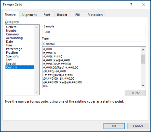 Custom number formatting window