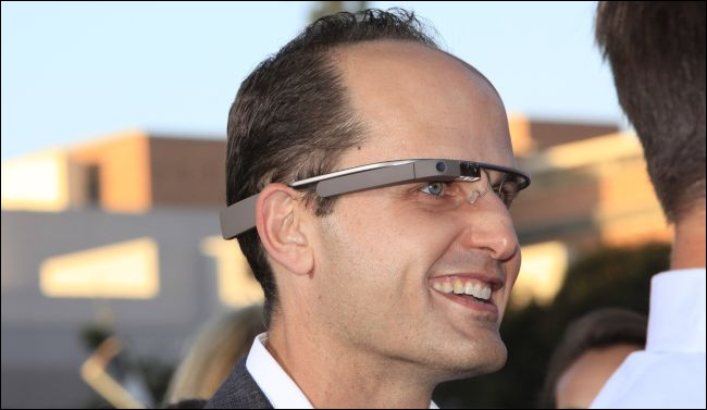 man wearing Google Glass