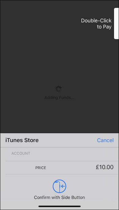 Verifying the purchase with Face ID