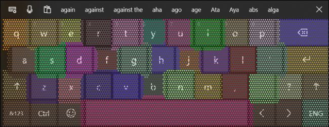 The touch keyboard showing adapting touch targets