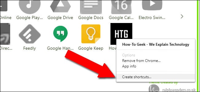 Right-click the icon to create a shortcut.