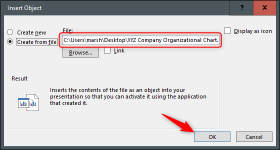 insert excel file in powerpoint