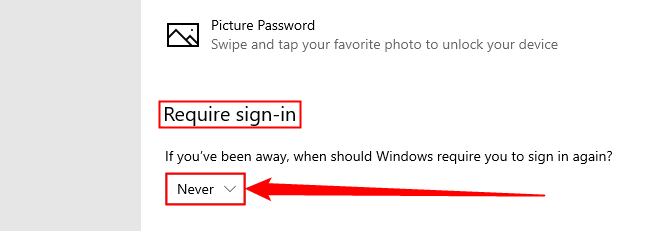 Scroll to the "Require Sign-in" section, click the drop-down box, and select "Never."