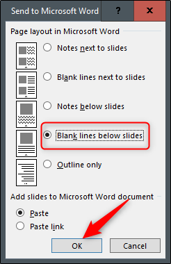 save as blank lines below slides
