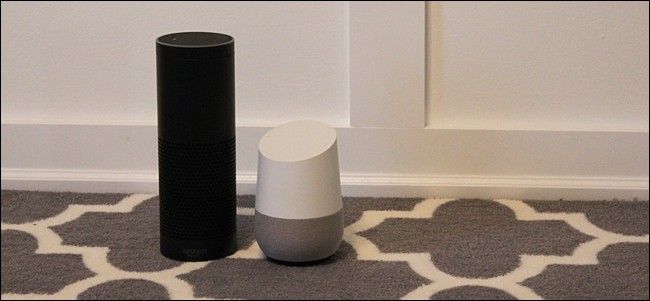 Amazon Echo and Google Home side by side