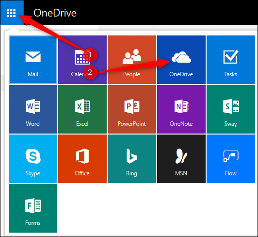 The O365 app launcher and app tiles