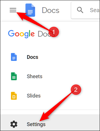 Google Docs Settings