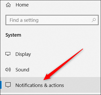choosing the notifications &amp; actions category