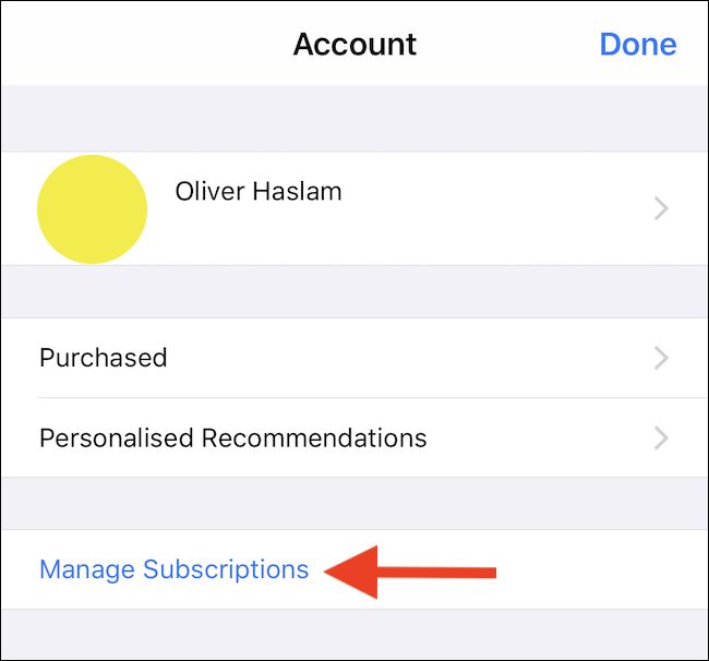 Tap Manage Subscriptions
