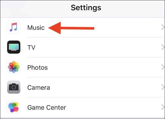 Open Settings and tap Music