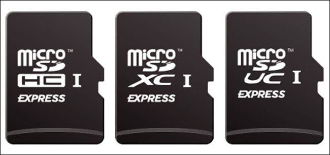 three microsd express cards