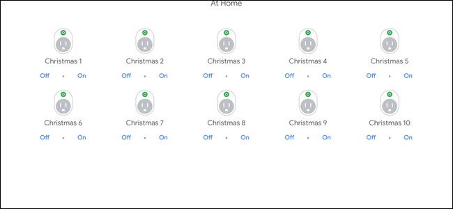 Google App with devices named Christmas 1 through Christmas 10