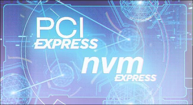 The PCIe and NVMe logos. 