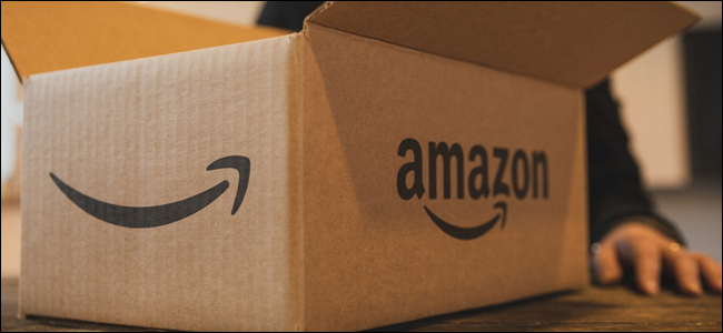 An Amazon box on a table
