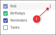 The 3 dots for the Google Calendar to be shared