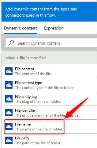 The &quot;File name&quot; dynamic content option