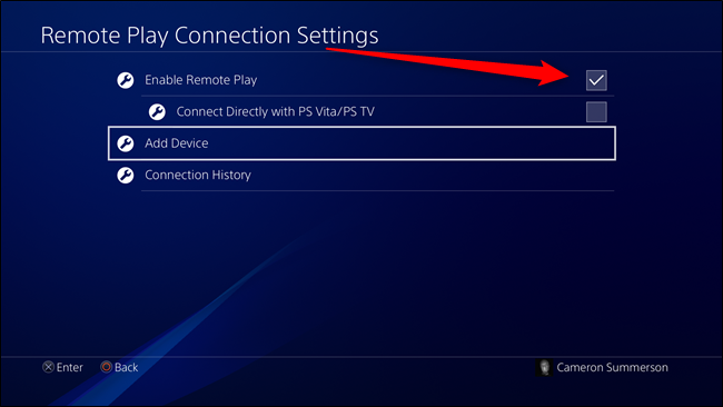 PS4 Remote Play Connection Settings