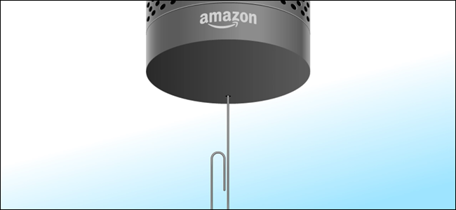 Amazon Echo with paperclip pushed into reset hole