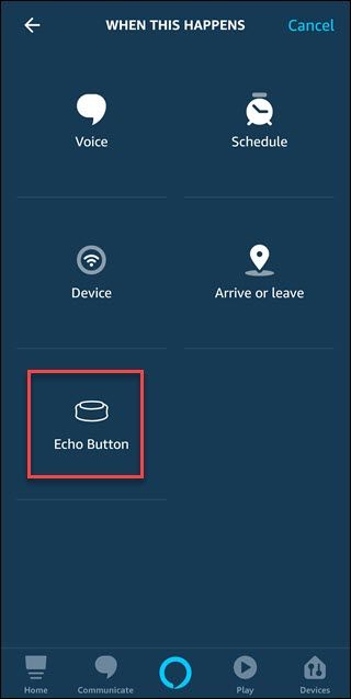 When this happens dialog with call out around Echo Button