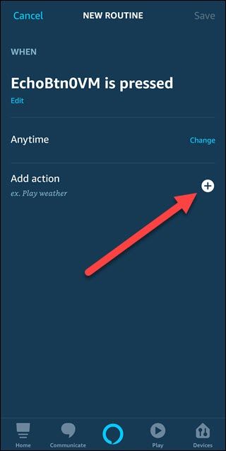 New routine dialog with arrow pointing to plus button.