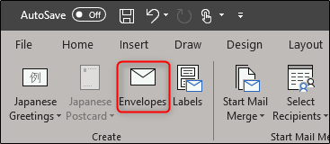 Envelopes in Create group