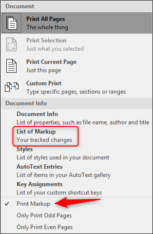 List of markup - print markup