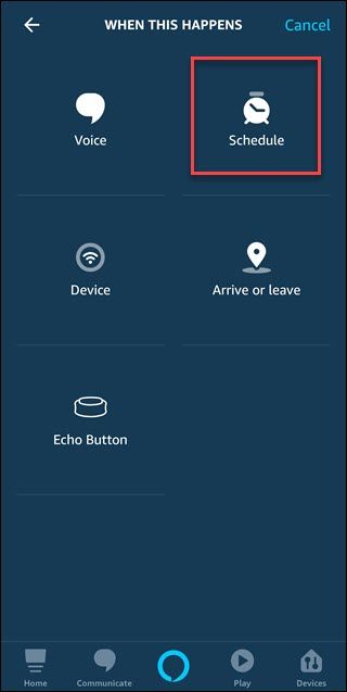 When this happens dialog with Schedule boxed.