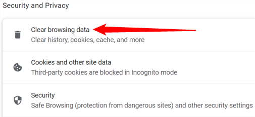 Click "Clear Browsing Data."