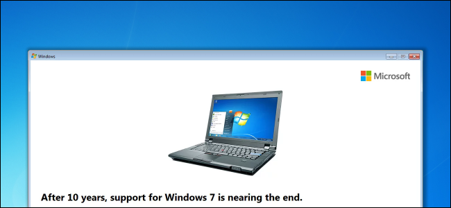 Windows 7 support end date nag message on desktop