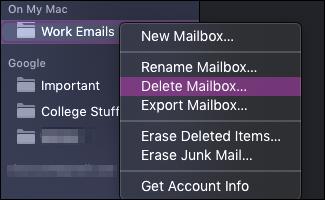 macOS Mail delete mailbox
