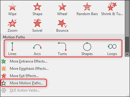 select more motion paths
