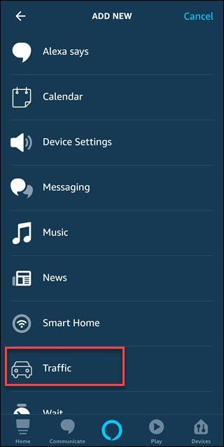 Routine add new dialog with box around Traffic option.
