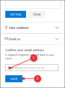 The Email address field and Send button