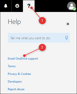 The "Email OneDrive support" link