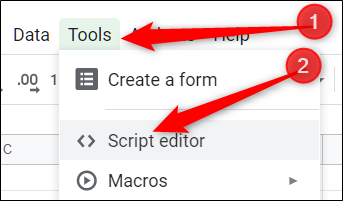 Click Tools, then click on Script Editor