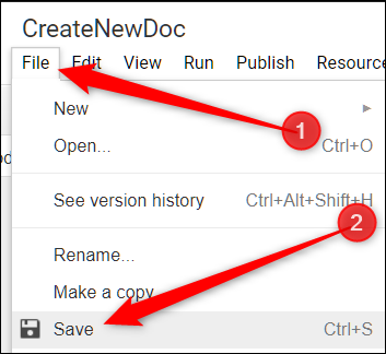 click File, then click on Save to save your script