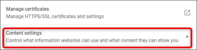 Click on Content Settings