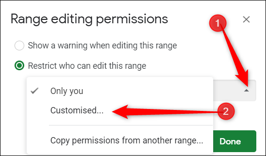 From the drop-down menu, click Customised