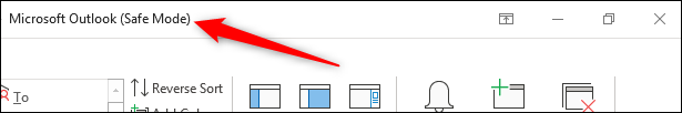 Outlook header bar showing Safe Mode text