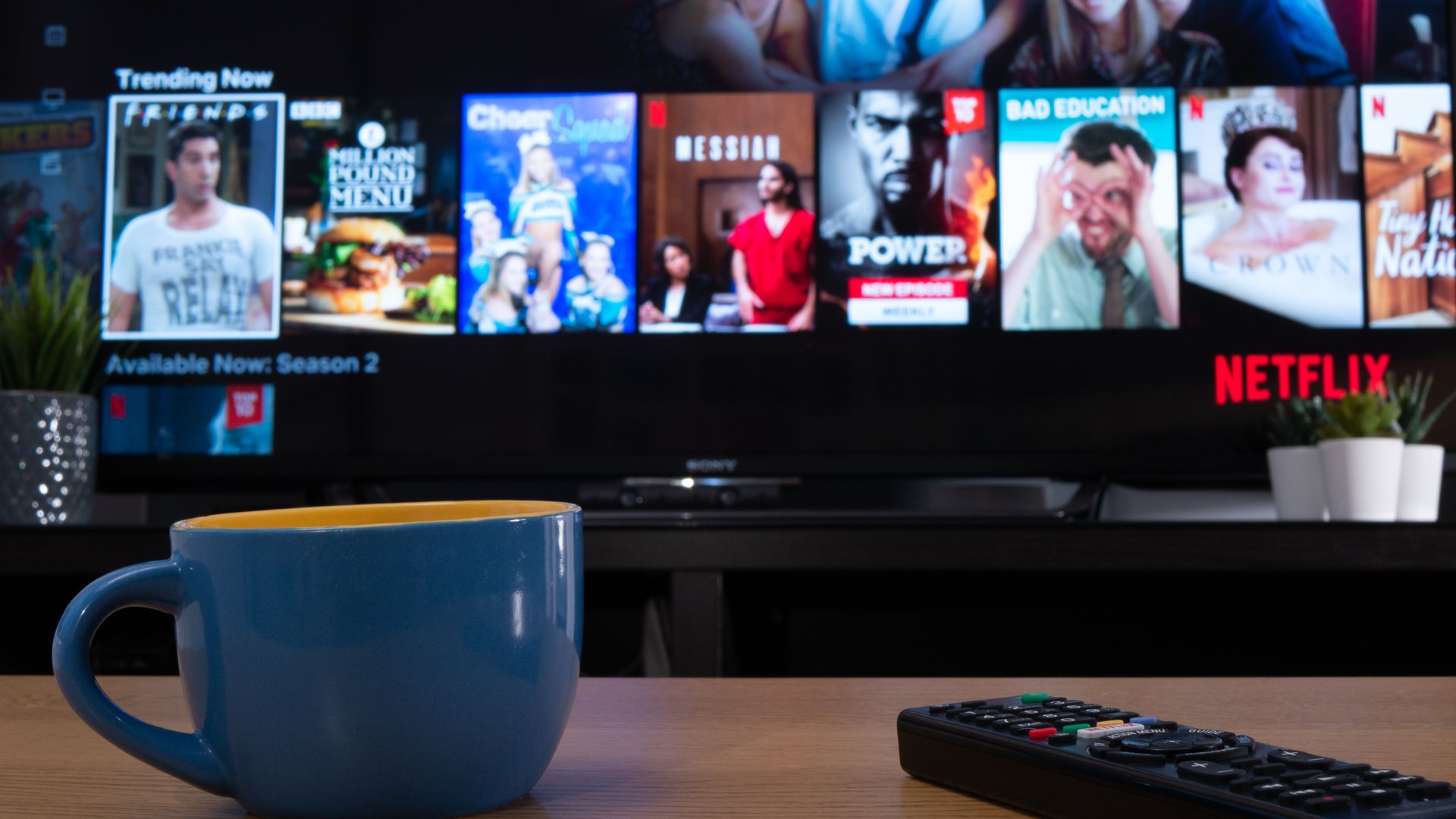 Uk,,Jan,2020:,Netflix,Trending,Now,Menu,Displayed,On,Television