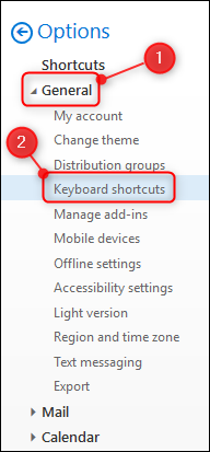 The &quot;Keyboard shortcuts&quot; option