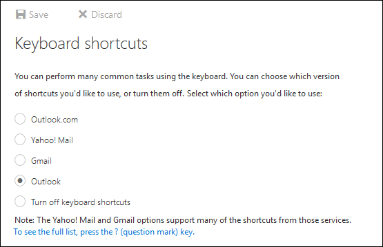 The &quot;Keyboard Shortcuts&quot; options